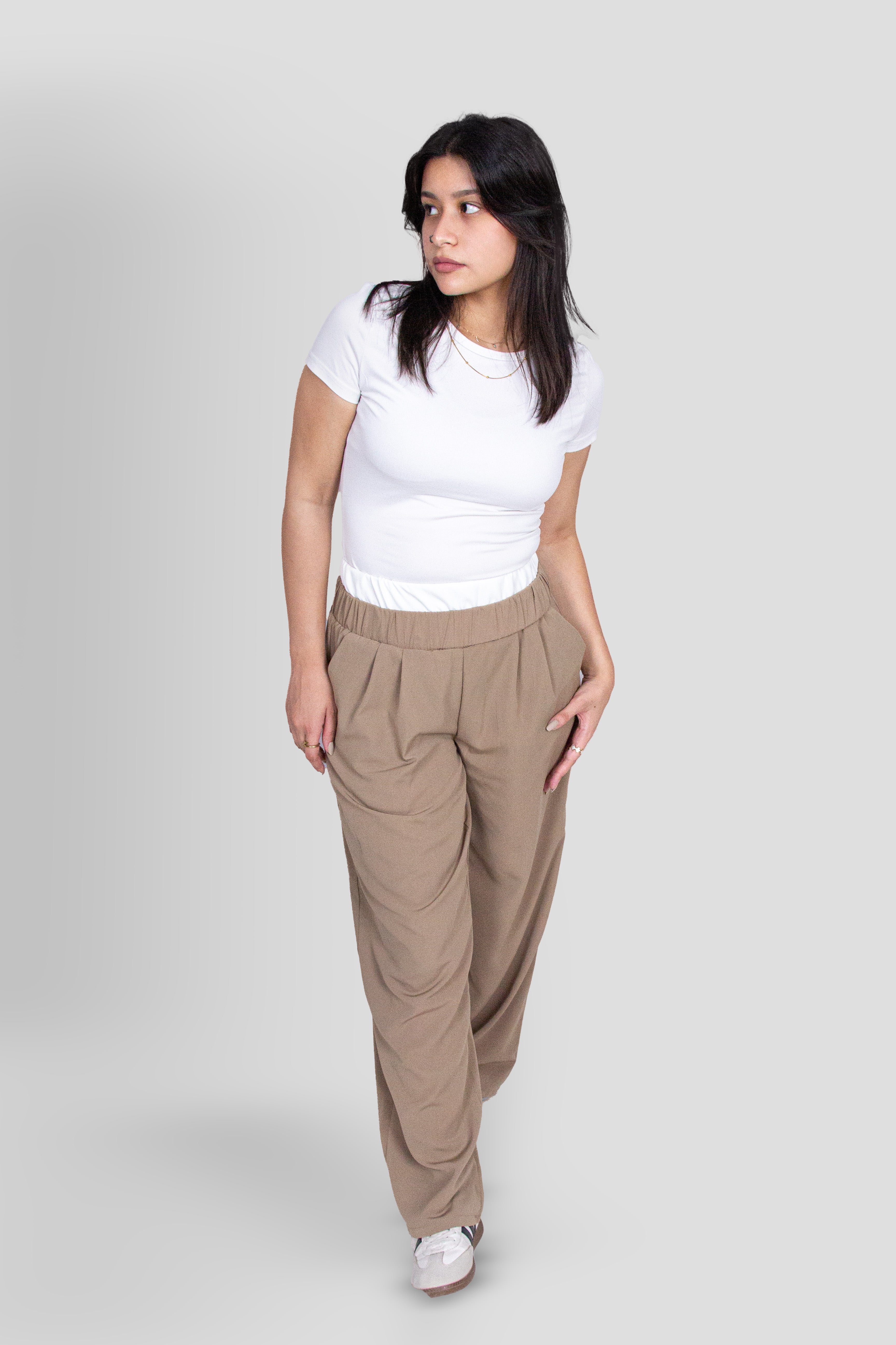 Bi-Tone Double Waist Pants
